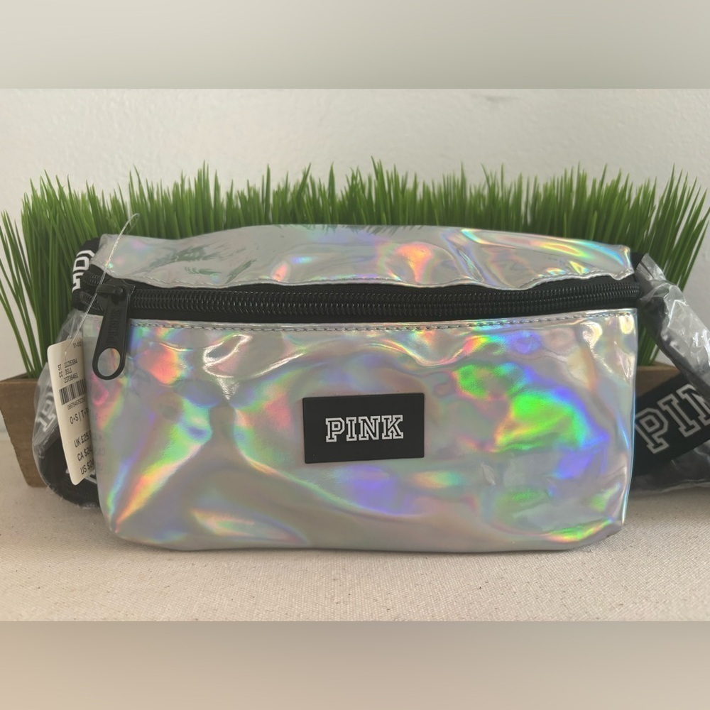 PINK NWT by Victoria’s Secret Iridescent Silver Waist Bag